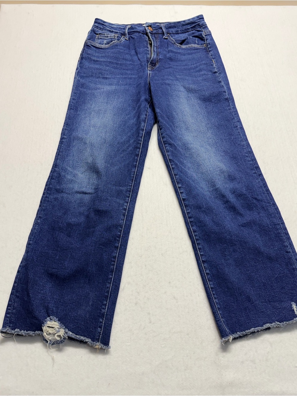 Vervet Women's Wide-Leg Distressed Denim Jeans in Dark Blue 28